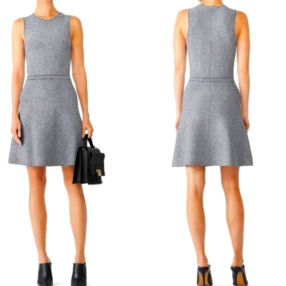 Theory Marl Flare Black, White Grey Knit Sleeveless Dress Size P - Picture 16 of 16